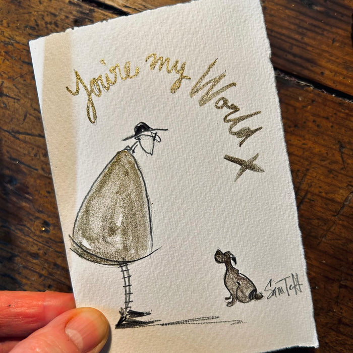 UNIQUE EMBELLISHED PRINT plus original drawing - The one with the flushed face