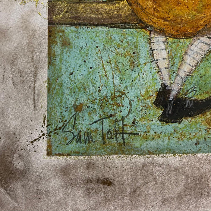 UNIQUE EMBELLISHED PRINT plus original drawing - The one with the gold border