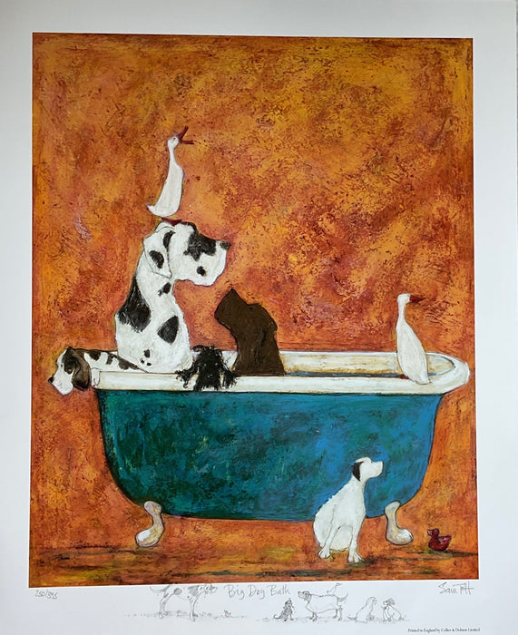 Big Dog Bath - Elaborate Remarque + Original Drawing