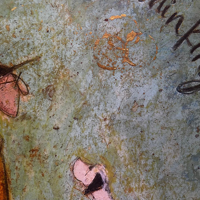 UNIQUE EMBELLISHED PRINT plus original drawing - The one with the gold border