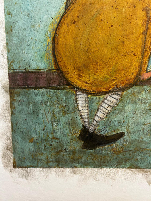 UNIQUE EMBELLISHED PRINT plus original drawing - The one with the flushed face