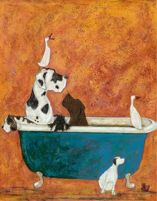 Big Dog Bath - Elaborate Remarque + Original Drawing