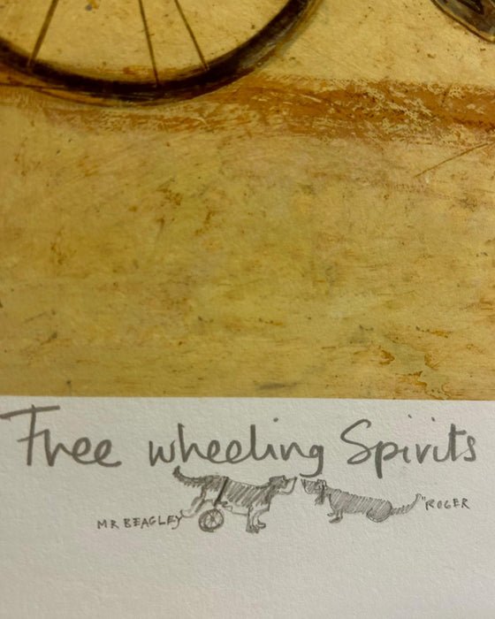 Freewheeling Spirits - Elaborate Remarqued Print + Original Drawing