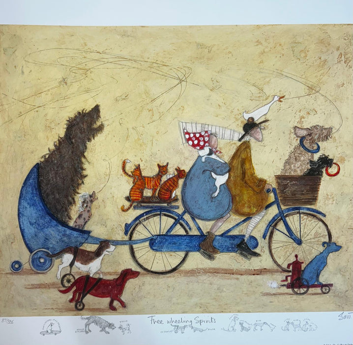 Freewheeling Spirits - Elaborate Remarqued Print + Original Drawing