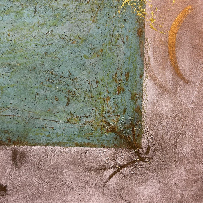 UNIQUE EMBELLISHED PRINT plus original drawing - The one with the gold border