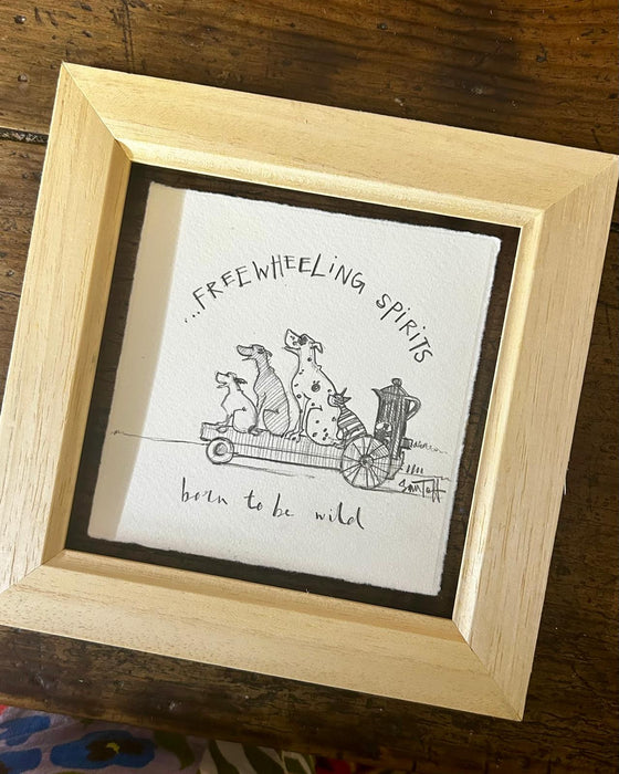 Freewheeling Spirits - Elaborate Remarqued Print + Original Drawing