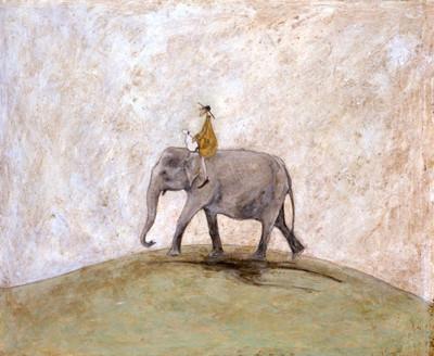 Over the Hill on an Elephant by Sam Toft